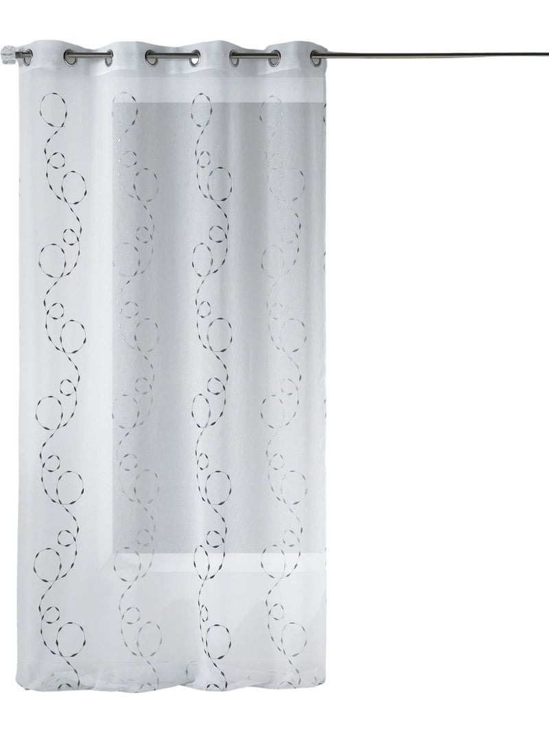 Cortina leve bordada com motivos decorativos Cinza claro - Kiabi