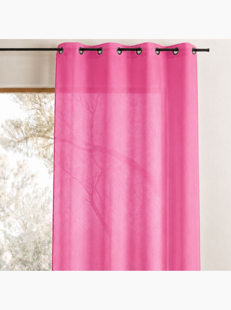 Cortina leve e semitransparente com bainha pesada Rosa-framboesa - Kiabi