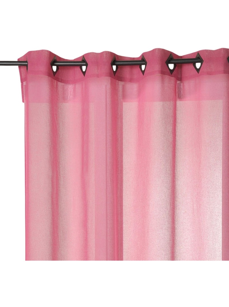 Cortina leve lisa com ilhós quadrados Rosa - Kiabi