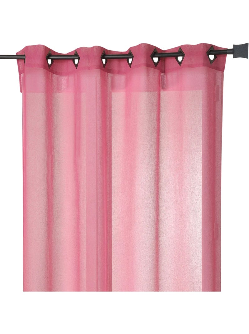 Cortina leve lisa com ilhós quadrados Rosa - Kiabi