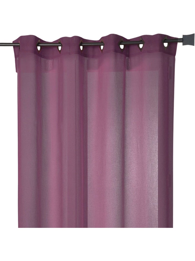 Cortina leve lisa com ilhós quadrados Roxo ameixa - Kiabi
