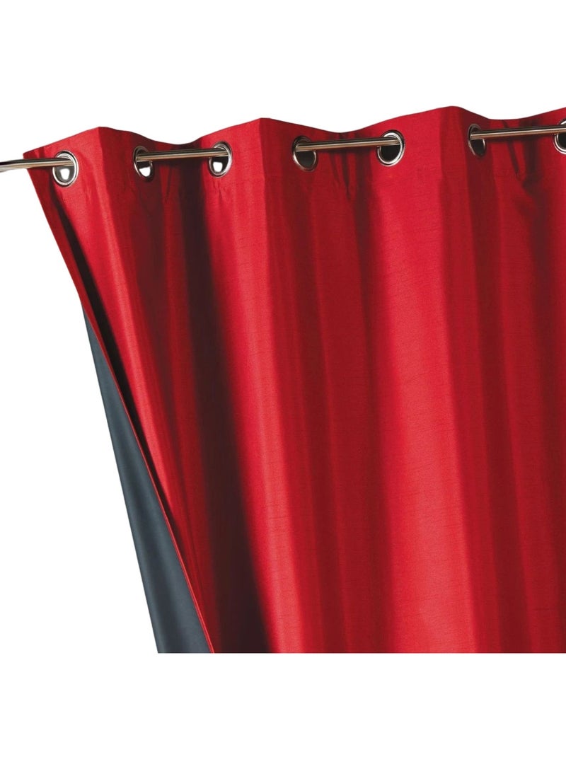 Cortina lisa de shantung, 100% opaca, com 3 camadas Vermelho tijolo - Kiabi