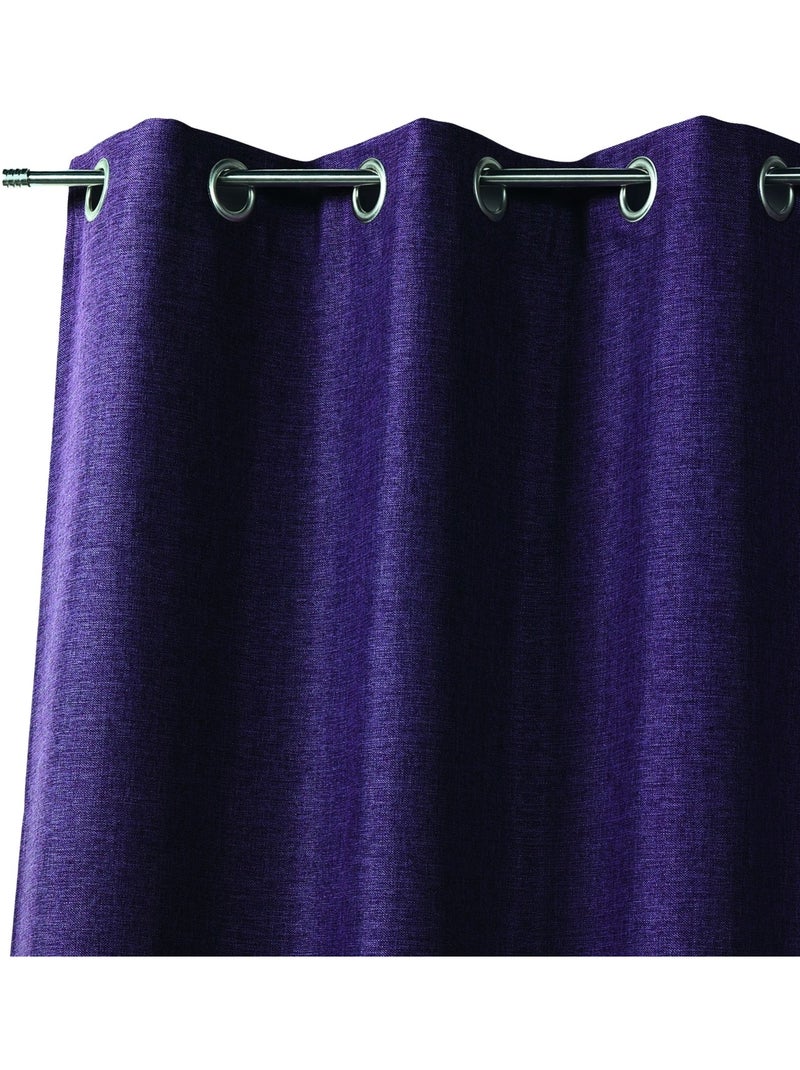 Cortina lisa em tecido com aspeto natural Roxo ameixa - Kiabi