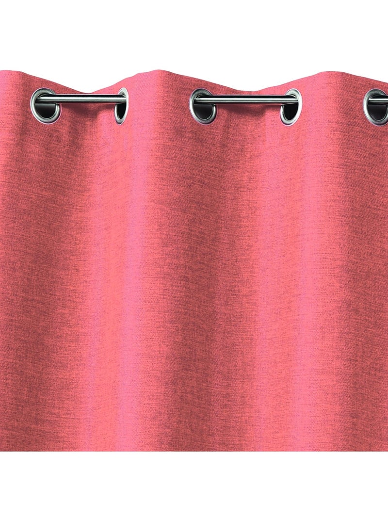 Cortina lisa em tecido com aspeto natural Vermelho - Kiabi