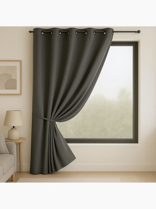 Cortina m1 blackout 100% retardante de chama cinzento - Kiabi