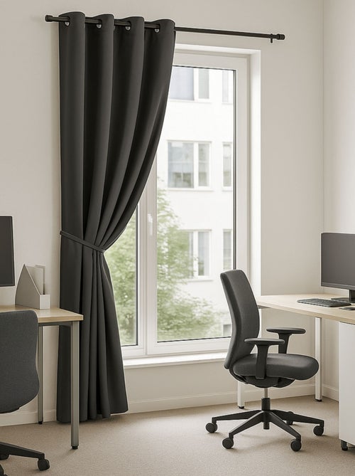 Cortina m1 blackout 100% retardante de chama cinzento - Kiabi