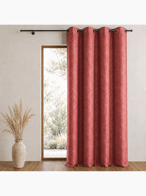 Cortina opaca em jacquard com estampados e riscas verticais - Kiabi