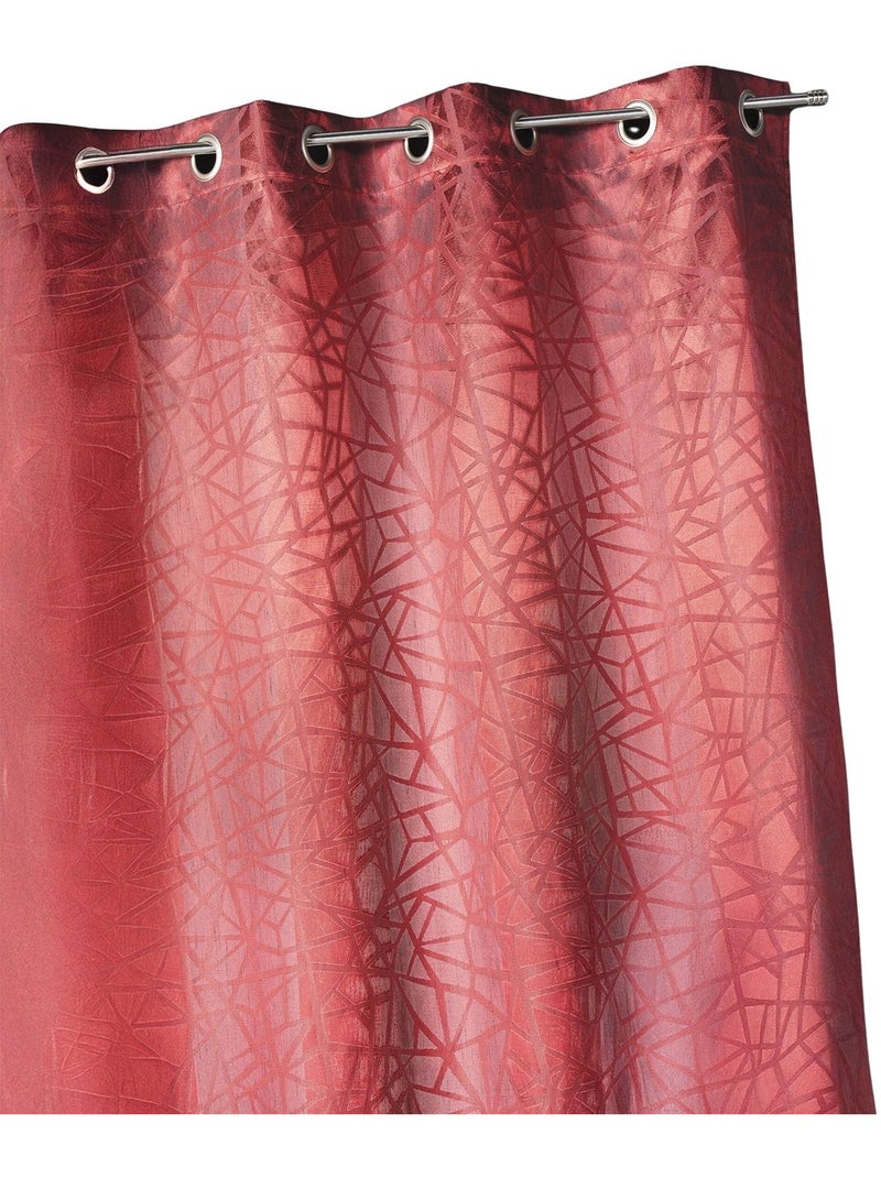 Cortina opaca em jacquard com estampados e riscas verticais Vermelho tijolo - Kiabi