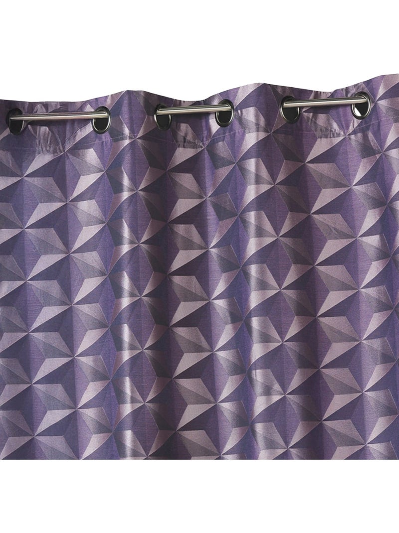Cortina opaca em jacquard com motivos geométricos Lilás-claro - Kiabi
