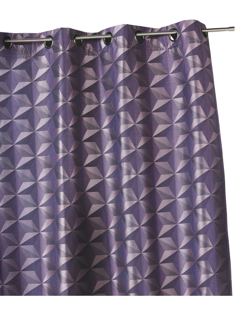 Cortina opaca em jacquard com motivos geométricos Lilás-claro - Kiabi