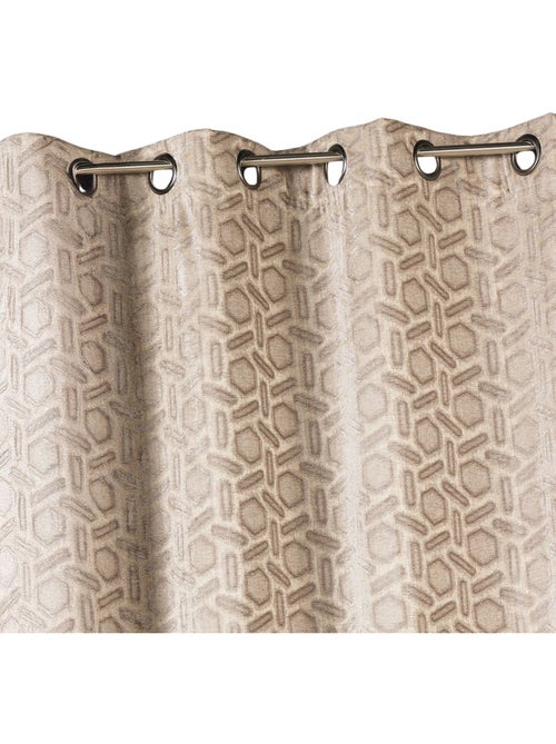 Cortina opaca em jacquard com padrão geométrico - Kiabi