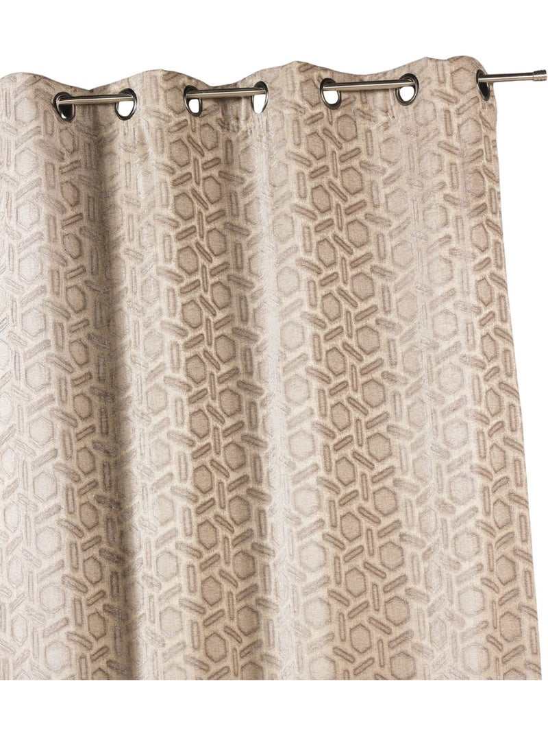 Cortina opaca em jacquard com padrão geométrico Bege - Kiabi