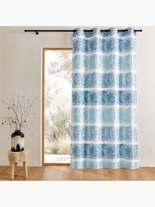 Cortina opaca em jacquard com riscas horizontais - Kiabi