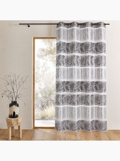 Cortina opaca em jacquard com riscas horizontais - Kiabi