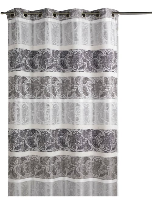 Cortina opaca em jacquard com riscas horizontais - Kiabi