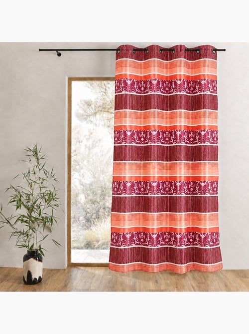 Cortina opaca em jacquard com riscas horizontais coloridas - Kiabi