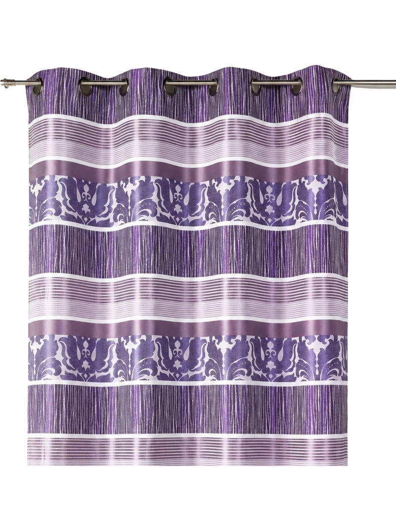 Cortina opaca em jacquard com riscas horizontais coloridas Rosa velho - Kiabi