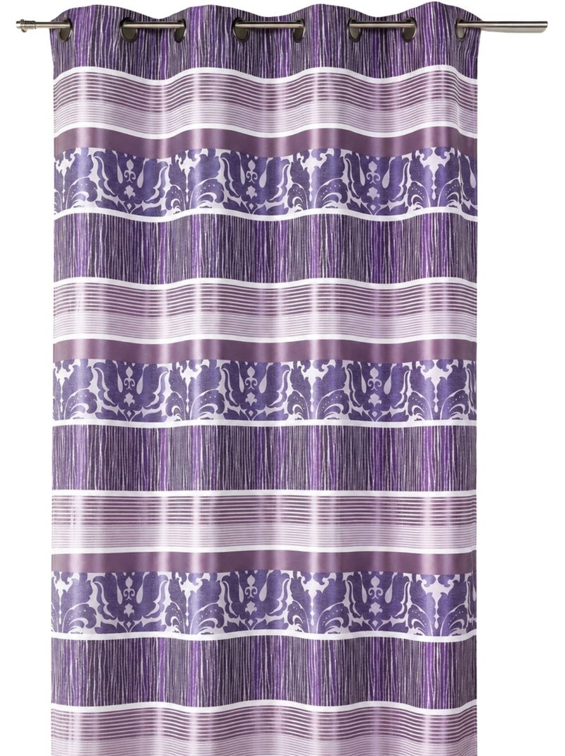 Cortina opaca em jacquard com riscas horizontais coloridas Rosa velho - Kiabi