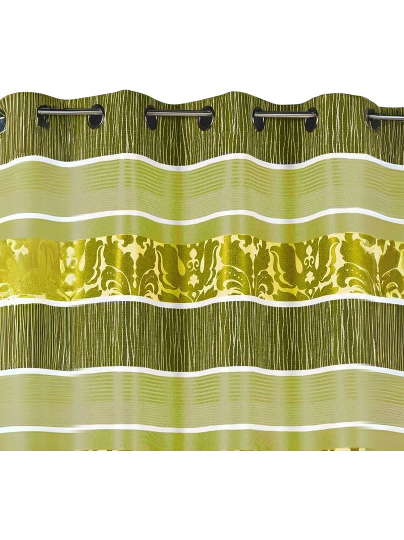 Cortina opaca em jacquard com riscas horizontais coloridas Verde claro - Kiabi