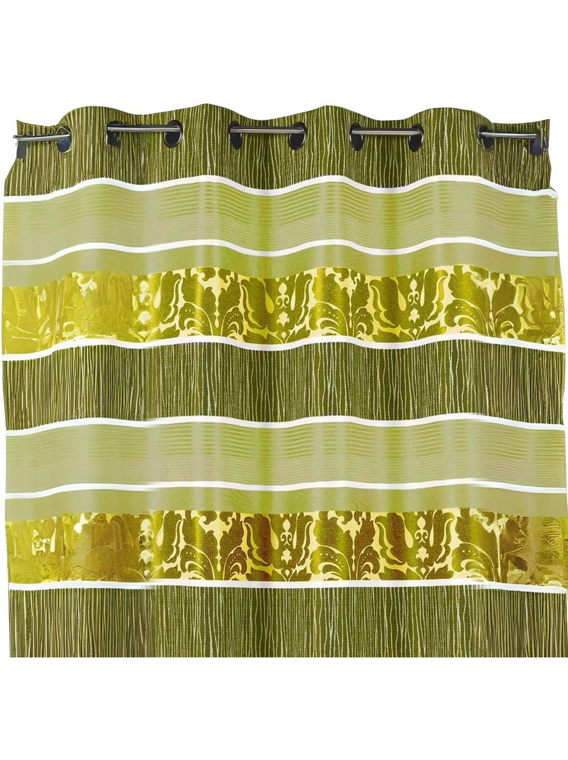 Cortina opaca em jacquard com riscas horizontais coloridas Verde claro - Kiabi