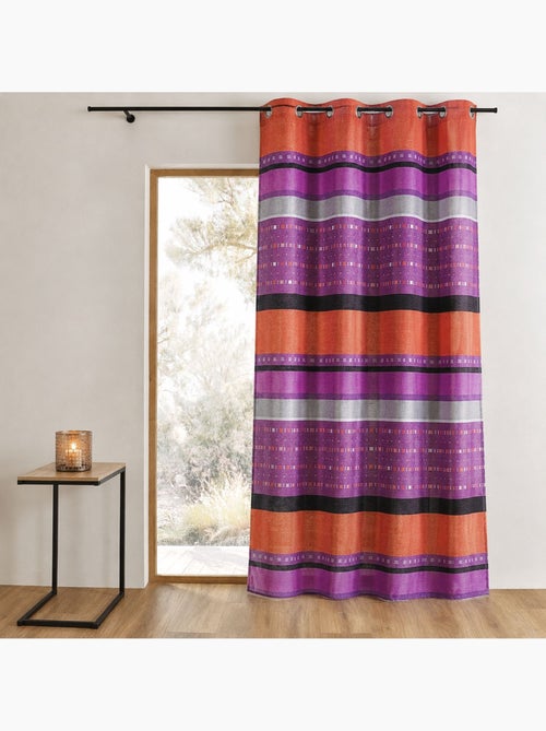 Cortina opaca em jacquard com riscas horizontais gráficas - Kiabi Cortina opaca em jacquard com riscas horizontais gráficas - Kiabi