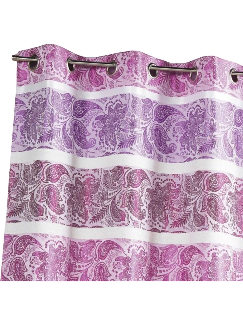 Cortina opaca em jacquard com riscas horizontais Rosa-fúcsia - Kiabi