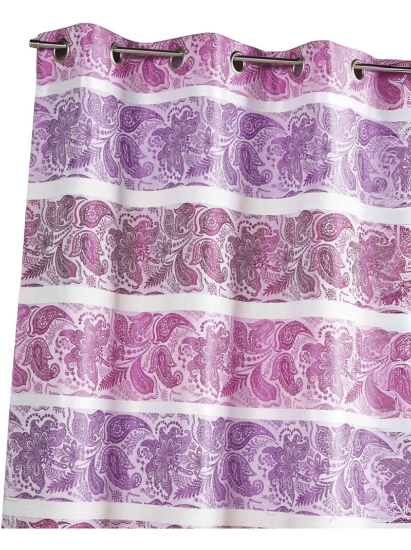 Cortina opaca em jacquard com riscas horizontais Rosa-fúcsia - Kiabi