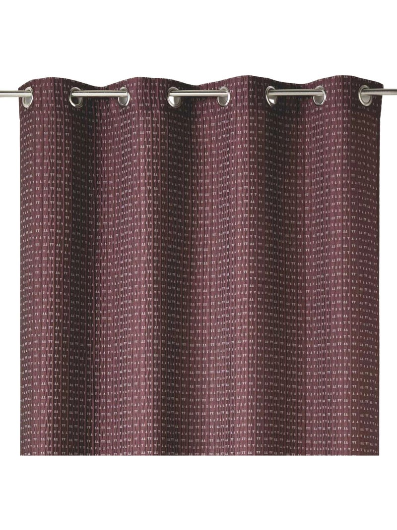 Cortina opaca em jacquard liso com relevos Roxo ameixa - Kiabi