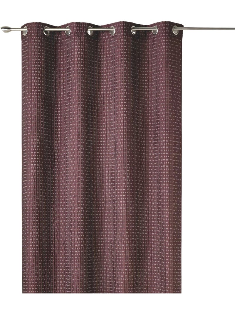 Cortina opaca em jacquard liso com relevos Roxo ameixa - Kiabi