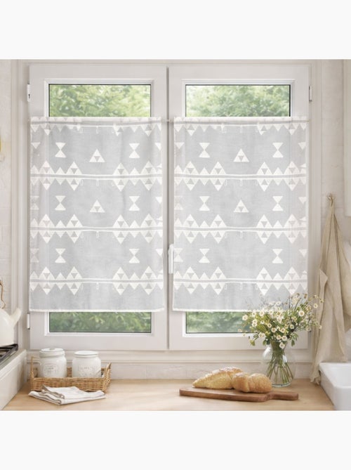 Cortina para janela pequena com bordado triangular - Kiabi