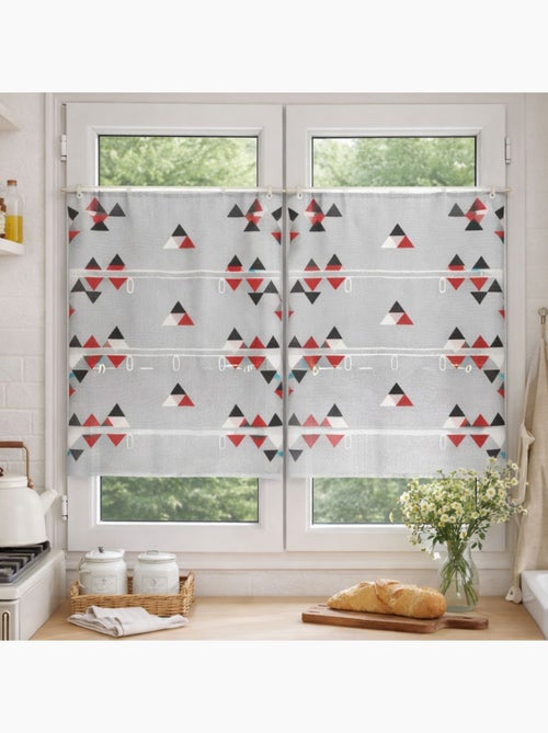 Cortina para janela pequena com bordado triangular - Kiabi