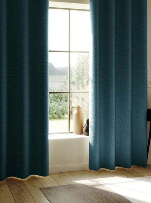 Cortina revestida com efeito de linho 100% blackout - Kiabi