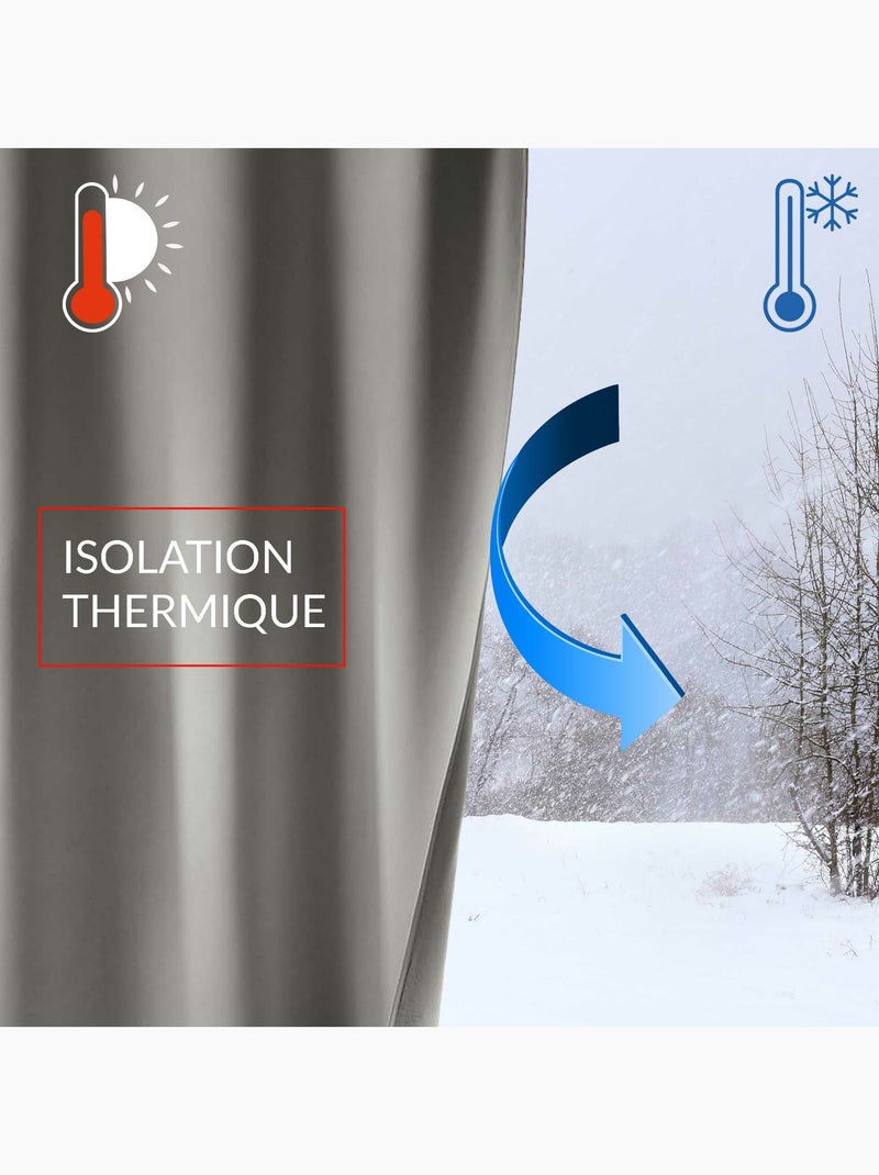 Cortina térmica com ilhós icemount Cinza antracite - Kiabi