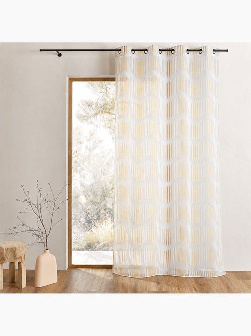 Cortina translúcida em jacquard com riscas verticais onduladas - Kiabi