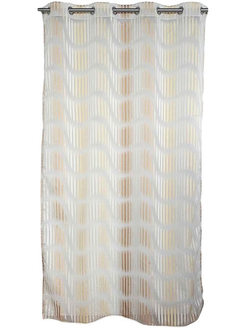 Cortina translúcida em jacquard com riscas verticais onduladas - Kiabi