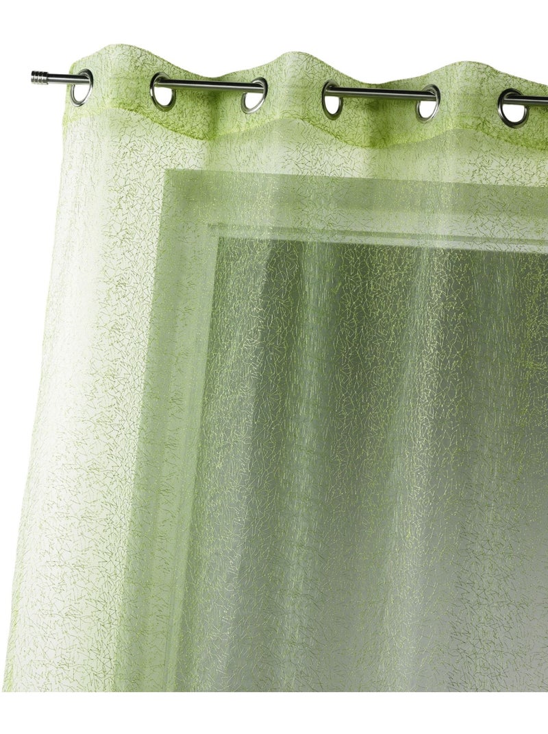 Cortina translúcida em organza bordada com ilhós Verde claro - Kiabi
