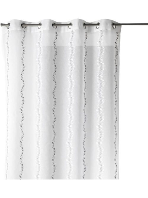Cortina transparente bordada com finas riscas verticais estilizadas - Kiabi