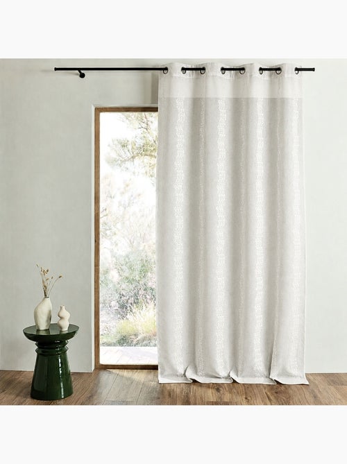 Cortina transparente bordada com finas riscas verticais estilizadas - Kiabi