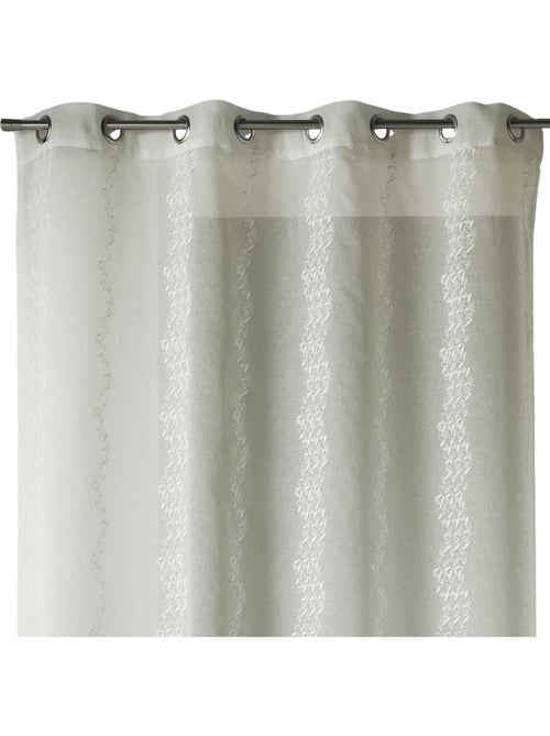 Cortina transparente bordada com finas riscas verticais estilizadas - Kiabi