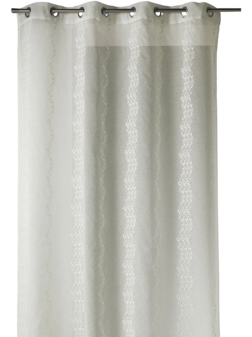 Cortina transparente bordada com finas riscas verticais estilizadas - Kiabi