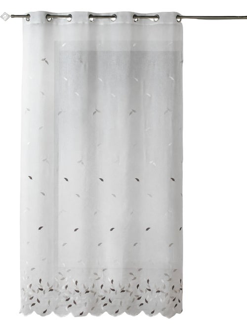 Cortina transparente bordada com folhas e bainha recortada - Kiabi