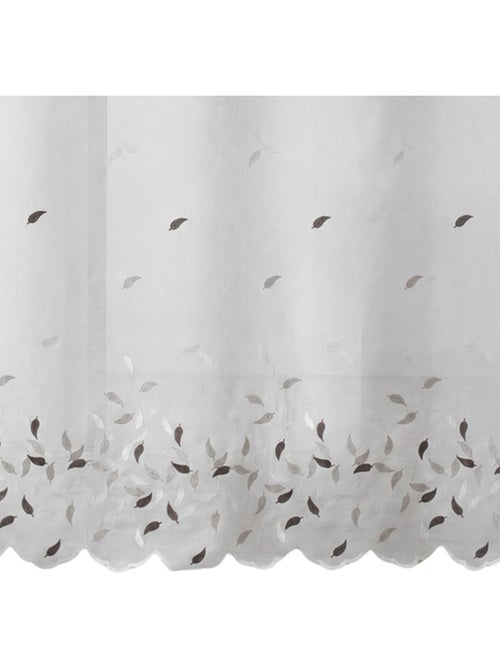 Cortina transparente bordada com folhas e bainha recortada - Kiabi