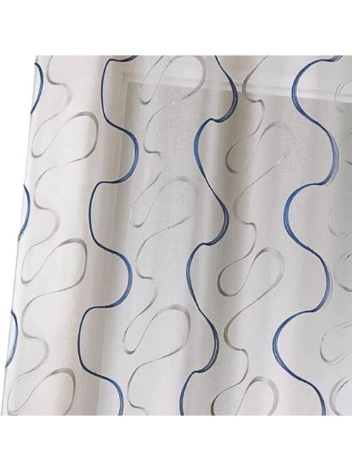 Cortina transparente bordada com motivos contemporâneos - Kiabi