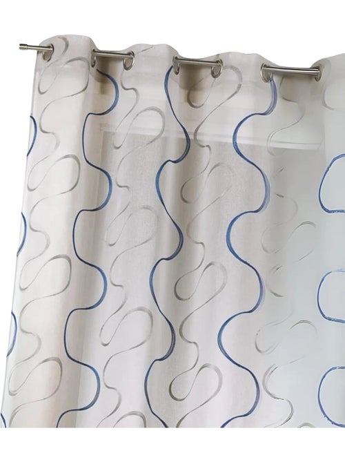 Cortina transparente bordada com motivos contemporâneos - Kiabi