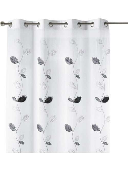 Cortina transparente bordada com motivos de folhas - Kiabi Cortina transparente bordada com motivos de folhas - Kiabi
