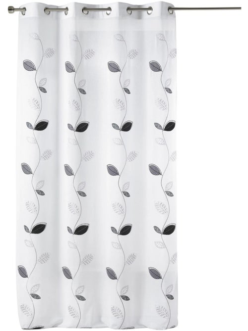 Cortina transparente bordada com motivos de folhas - Kiabi Cortina transparente bordada com motivos de folhas - Kiabi