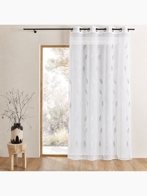 Cortina transparente bordada com motivos de folhas - Kiabi Cortina transparente bordada com motivos de folhas - Kiabi