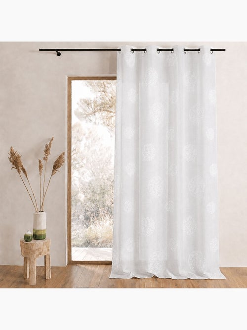 Cortina transparente bordada com motivos de grandes círculos em fios de lurex - Kiabi