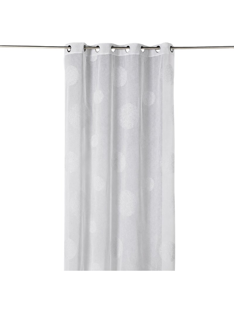Cortina transparente bordada com motivos de grandes círculos em fios de lurex Branco - Kiabi
