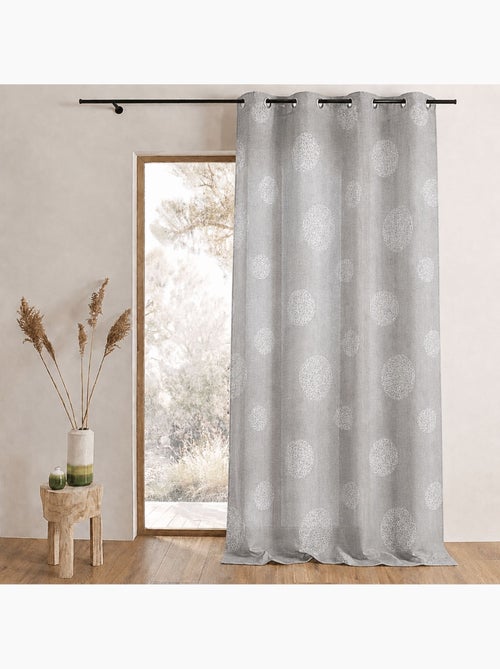 Cortina transparente bordada com motivos de grandes círculos em fios de lurex - Kiabi